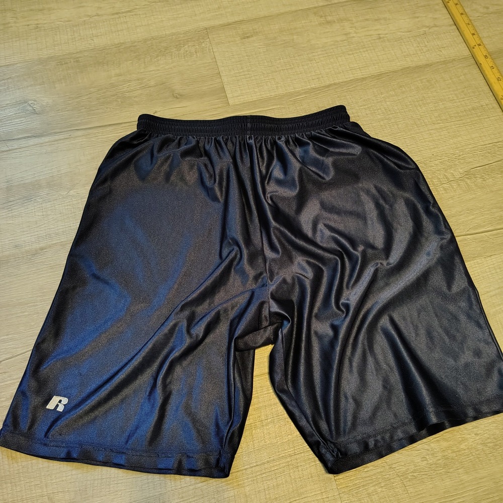 Russell Athletic Mens Navy Blue Mesh Dazzle Shorts Size M Elastic Waist Gym